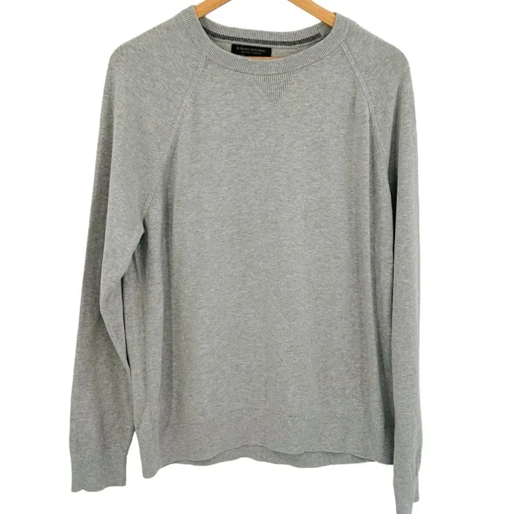 Banana Republic light gray raglan sleeve lightweight cotton sweater size large